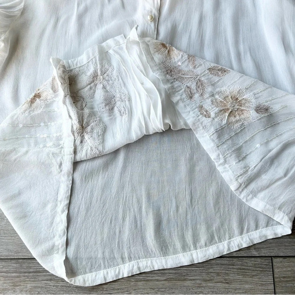 Vintage Raindrops Semi Sheer Embroidered Sequins Blouse - Picture 8 of 14